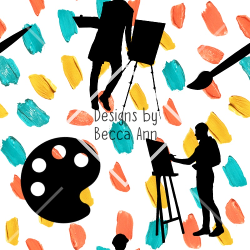 Finger Painter Seamless File|Silhouettes|Coordinate|Set (2 Files)