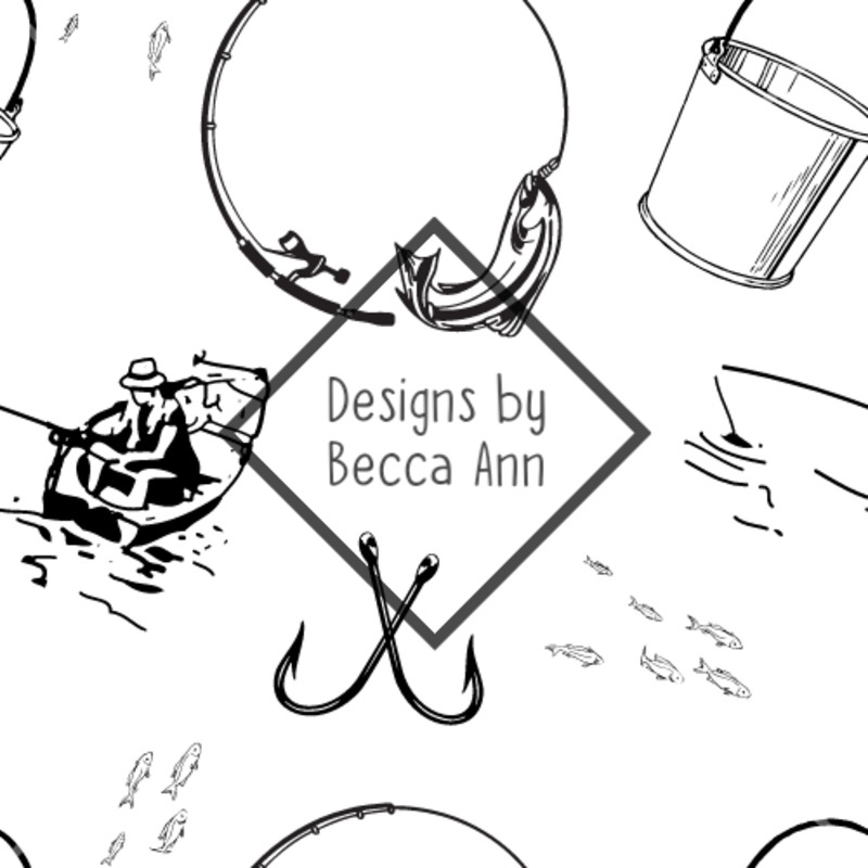 Fishing Outline Seamless File|White|Pink|Set (3 files)|Blue