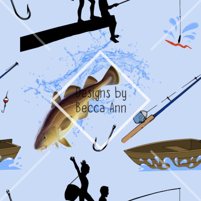 Fishing Trip Seamless File|Light Blue|Light Purple|Set (2 files)