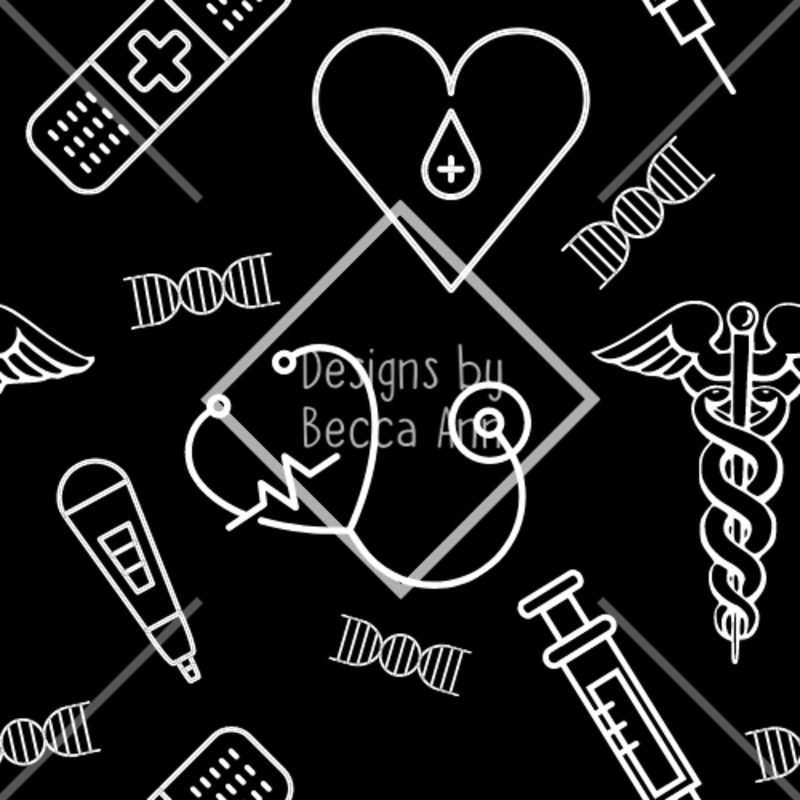 Medical Outline Seamless File|White|Black|Blue|Pink|Whole set (4 files)