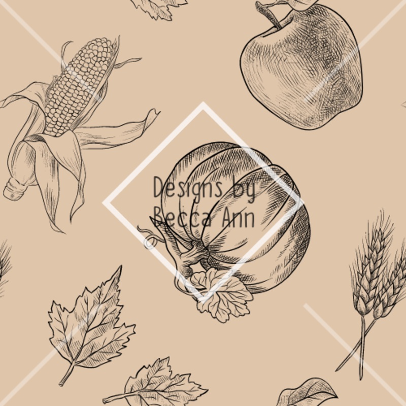 Outline Fall Seamless File|Cream|Brown|Green|Set (3 files)
