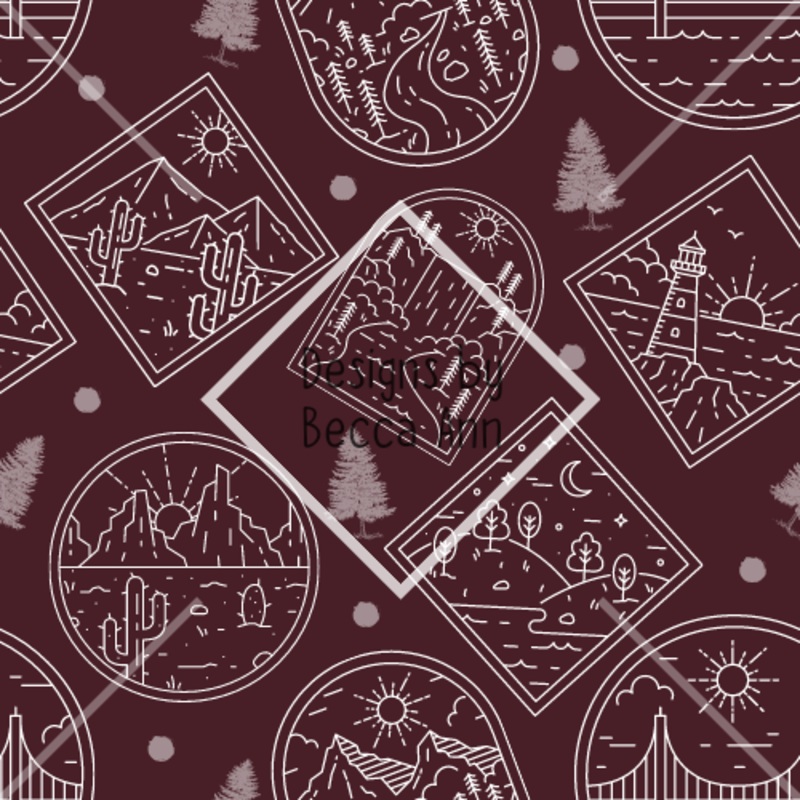 Travel Disks Seamless File|Burgundy|Rust|Multi Color|Green|Set (4 files)
