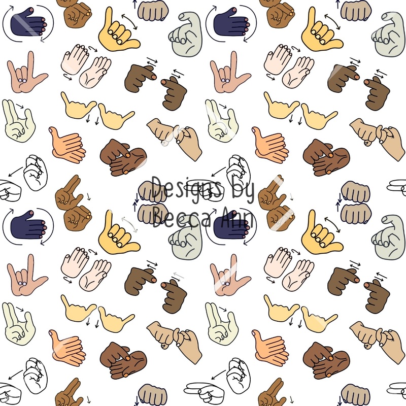 ASL Hands Seamless File|Solid White Background|White Background with Grey Spots|Dark Background|Light Background|Striped Background