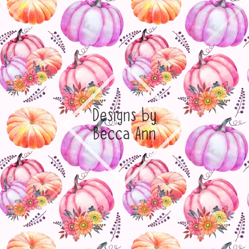 Assorted Pink Floral Pumpkin Seamless File