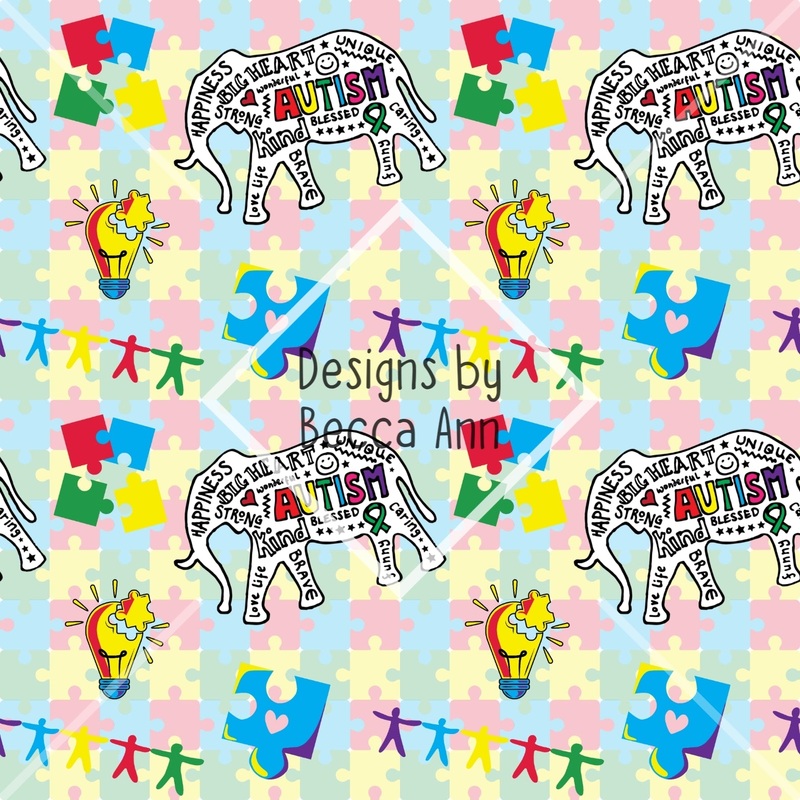 Autism Puzzle Seamless File|Full color|Grey background|Grey foreground