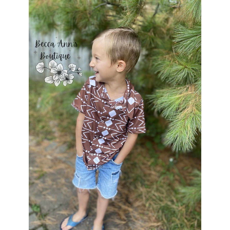Boys Button Down Shirt|6-9m|9-12m|12-18m|18-24m|2T|3T|4T|5T|6Y|7Y|8Y|9Y|10Y|12Y|14Y|Short Sleeve|Long Sleeve|Pocket|No Pocket