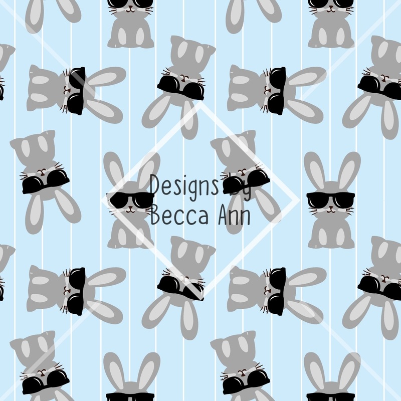 Cool Bunny Seamless File|Plain Background|Line Background|Line Coordinate|Entire Set (3 files)