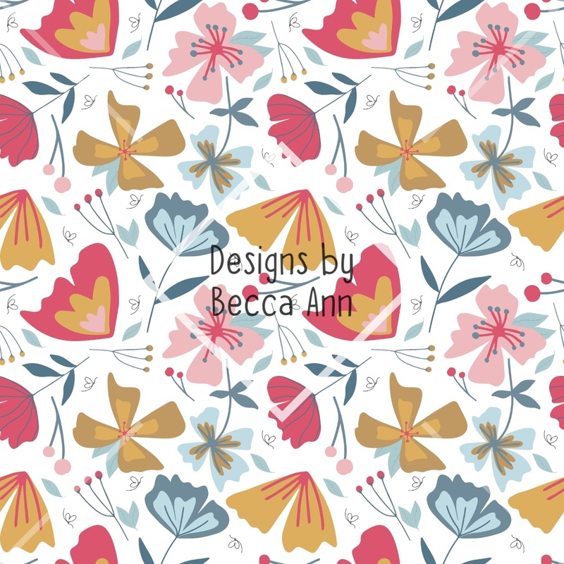 Spring Floral Seamless File|Boho|Red|Blue|Black|White|Bright|Purple|Green
