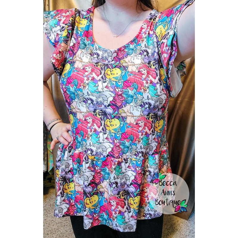 Adult Peplum Top|XS|Small|Medium|Large|XL|2XL|3XL|Sleeveless|Short Sleeve|Flutter Sleeve|Long Sleeve