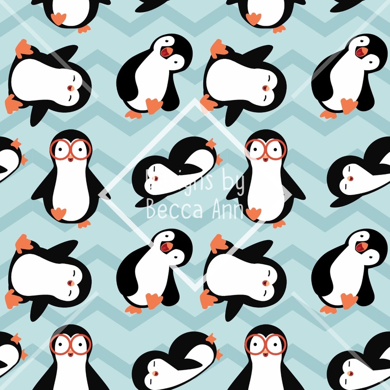 Chevron Penguin Seamless File|Blue|Orange