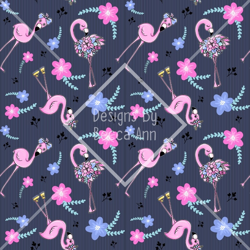 Floral Flamingo Seamless File|Blue|Burgundy