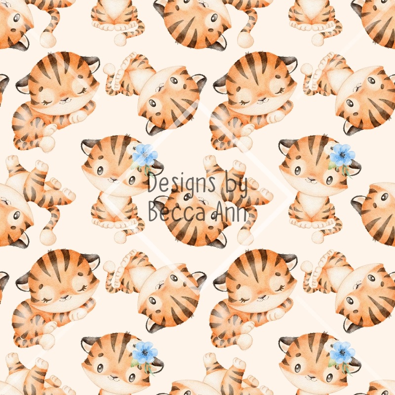 Floral Tiger Seamless File|Solid Orange|Striped Orange|Solid Blue|Striped Blue