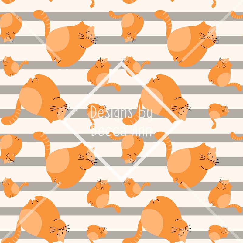 Orange Fat Cat Seamless File|Orange Stripes|Grey Stripes