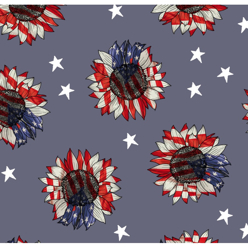 Patriotic Flowers on Gray|DBP 230 (standard)|Bullet|Brushed Rib Knit (wide and soft stripes)|Swim|Waffle|Jersey Knit (light and airy)|Holographic (shimmery and shiny)|Medium Athletic (dry fit material)|Stretch Minky (cozy soft)|Thermal|Board Short (non st