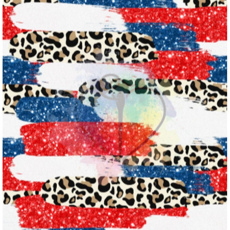 Patriotic Leopard Brushstrokes