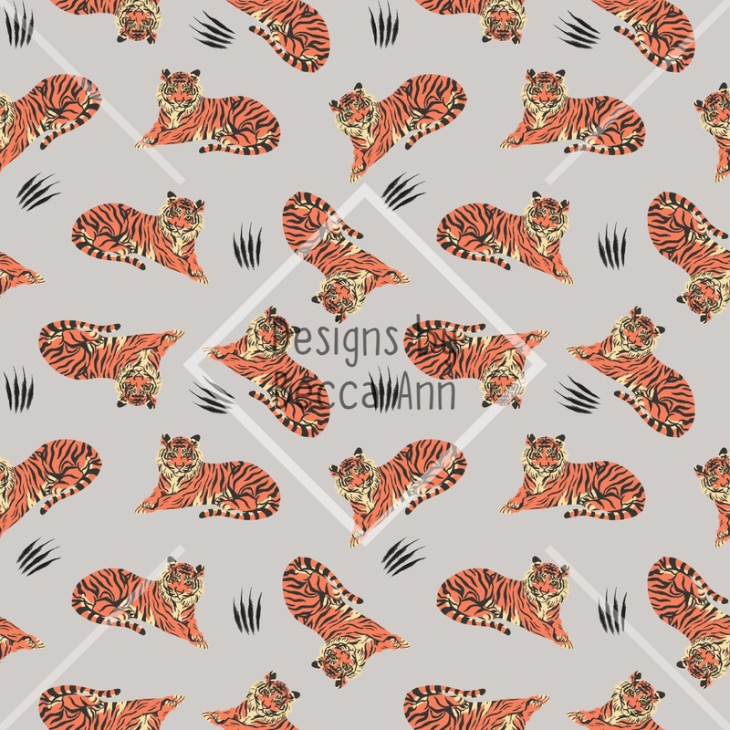 Tiger Scratch Seamless File|Salmon|Grey