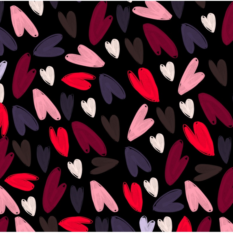 Assorted Colorful Hearts on Black