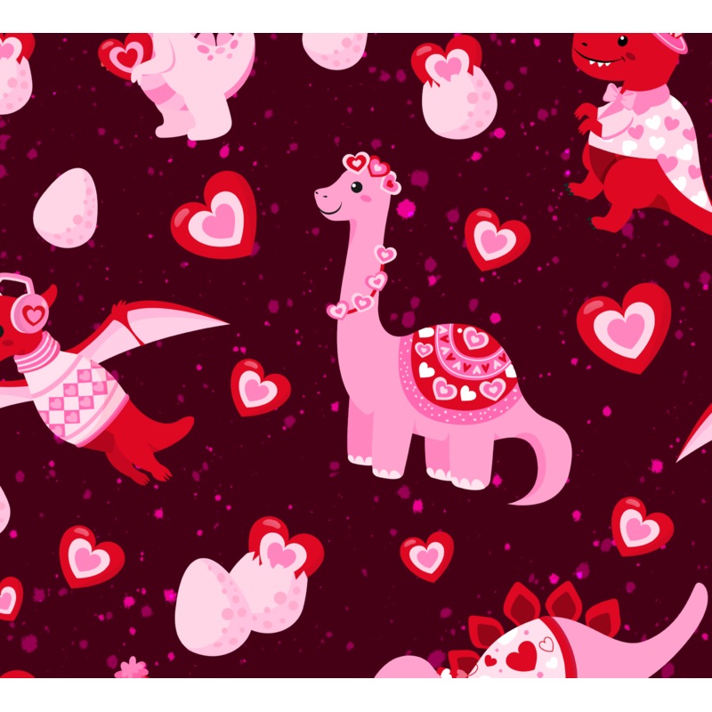 Pink Valentine Dinosaurs|DBP 230 (standard)|Bullet|Brushed Rib Knit (wide and soft stripes)|Swim|Waffle|Jersey Knit (light and airy)|Holographic (shimmery and shiny)|Medium Athletic (dry fit material)|Stretch Minky (cozy soft)|Thermal|Board Short (non str