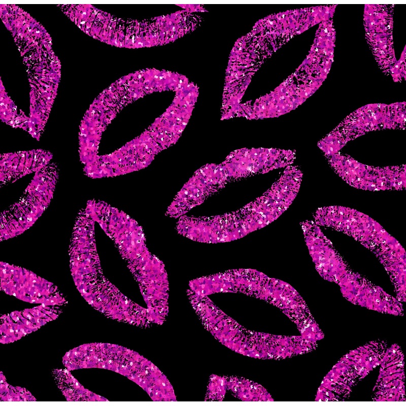 Purple Lips on Black|DBP 230 (standard)|Bullet|Brushed Rib Knit (wide and soft stripes)|Swim|Waffle|Jersey Knit (light and airy)|Holographic (shimmery and shiny)|Medium Athletic (dry fit material)|Stretch Minky (cozy soft)|Thermal|Board Short (non stretch
