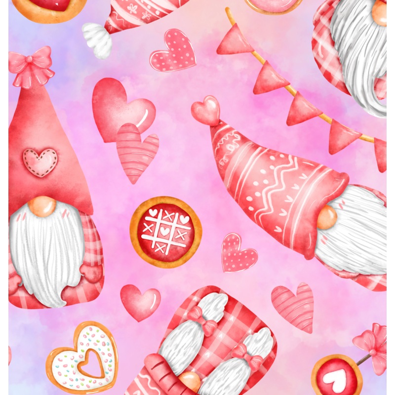 Valentine Gnomes|DBP 230 (standard)|Bullet|Brushed Rib Knit (wide and soft stripes)|Swim|Waffle|Jersey Knit (light and airy)|Holographic (shimmery and shiny)|Medium Athletic (dry fit material)|Stretch Minky (cozy soft)|Thermal|Board Short (non stretch)|Me