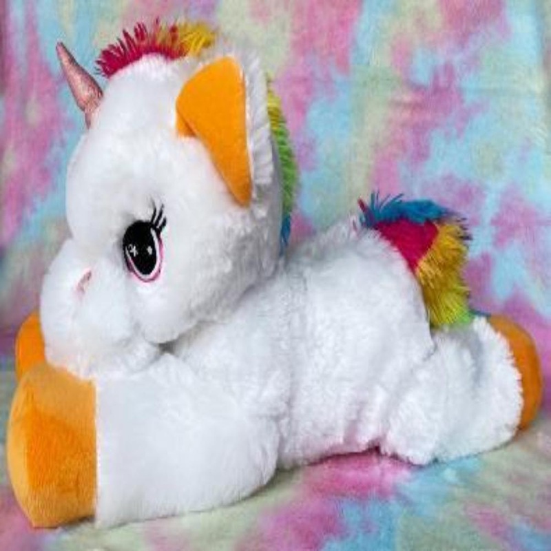 Mirada 52cm Floppy Unicorn with Orange Paws  White