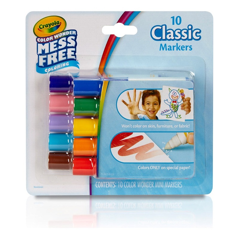 Crayola Color Wonder Mess Free Mini Markers, Classic Colors, 10 Count