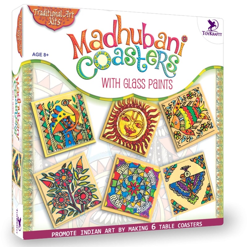 Toykraftt Madhubani Coasters With Glass Paints