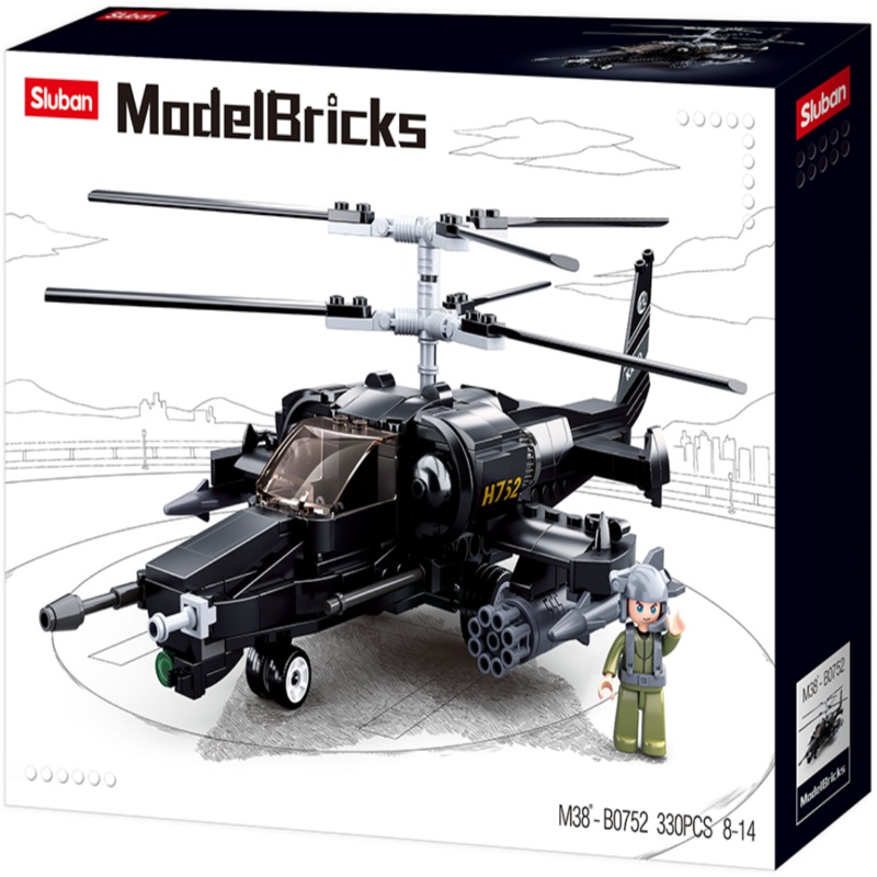 Sluban M38-B0752 Model Bricks Ka-50 Black Shark