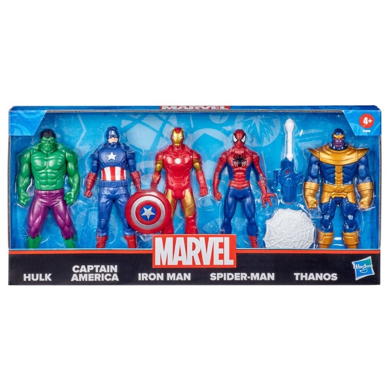 Marvel Action Figure 5-Pack, 6-inch Figures, Iron Man, Spider-Man, Captain America, Hulk, Thanos