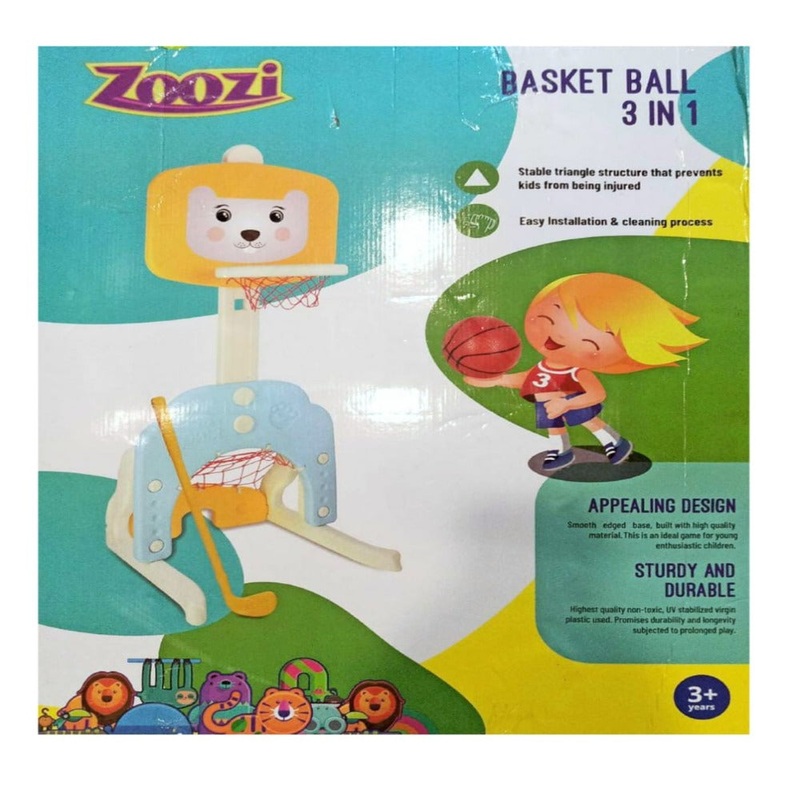 Zoozi 3 In 1 Portable Basket Ball, Golf, Football Hoop For Kids
