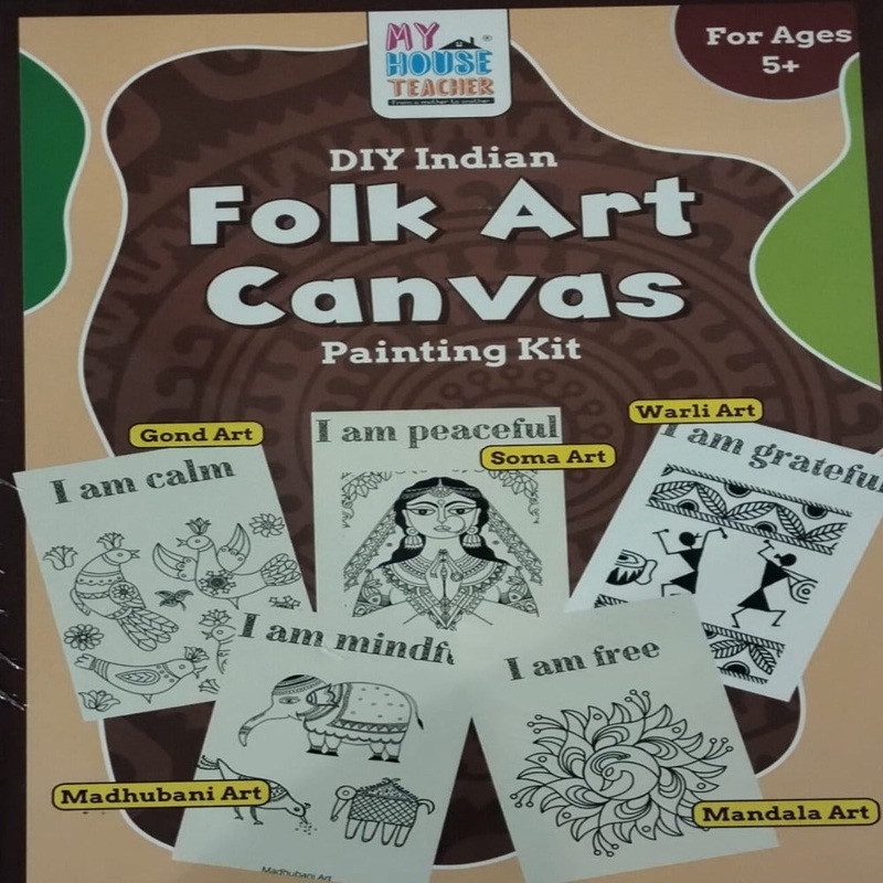 My House Teacher Diy Folk Art Canvas Coloring Kit
