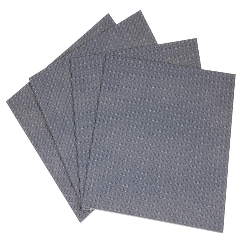 Strictly Briks Classic Stackable 4 Pieces 10 x 10 Building Brick Base Plates (Grey)