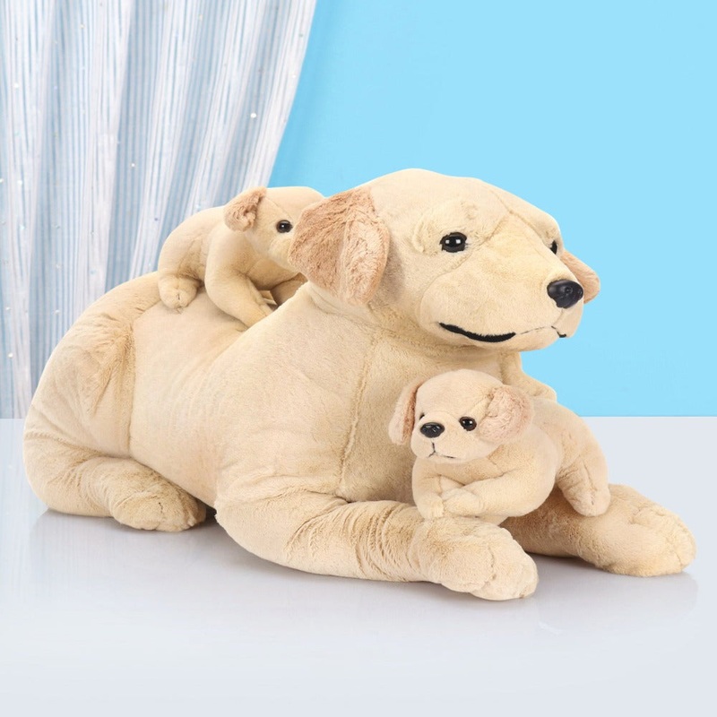 Wild Republic Paws Laying Jumbo Lab & Babies Yellow – 72.5cm Length