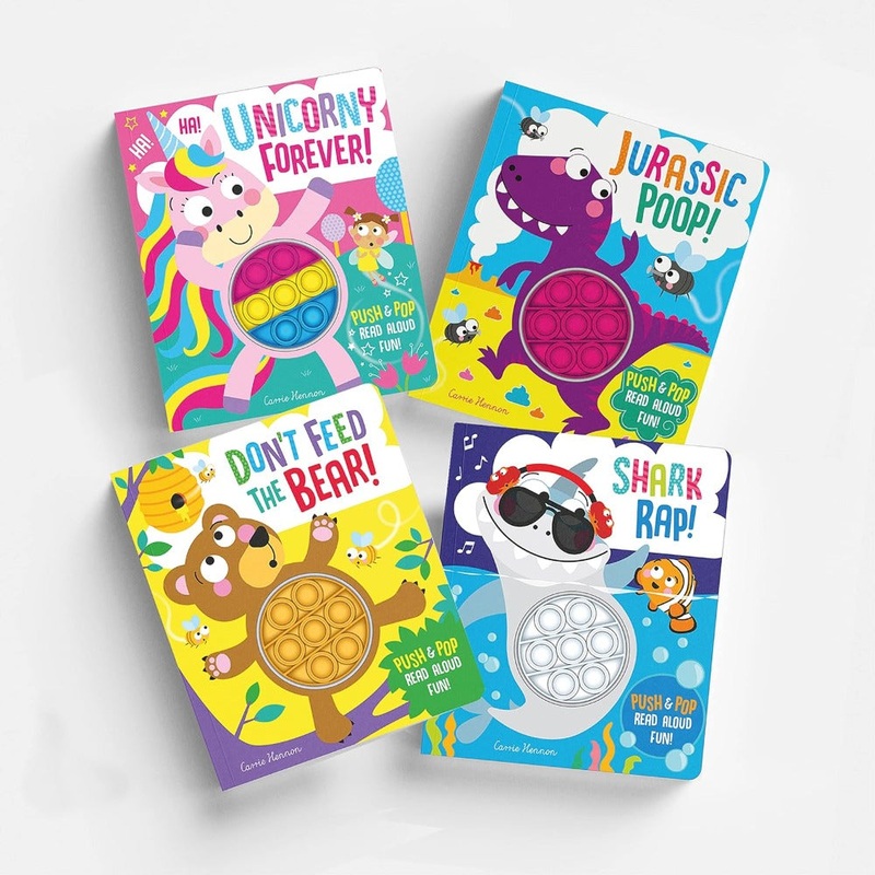 Push And Pop Board Books|Jurassic Poop!|Unicorny Forever!|Shark Rap!|Don’t Feed The Bear!
