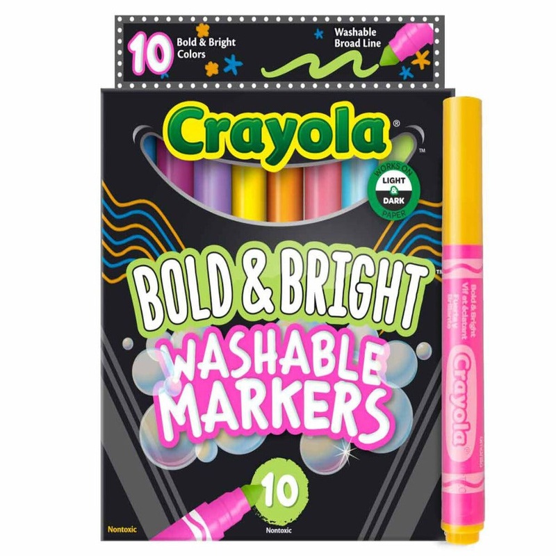 Crayola Bold and Bright Broad Line Washable Markers, 10 Count
