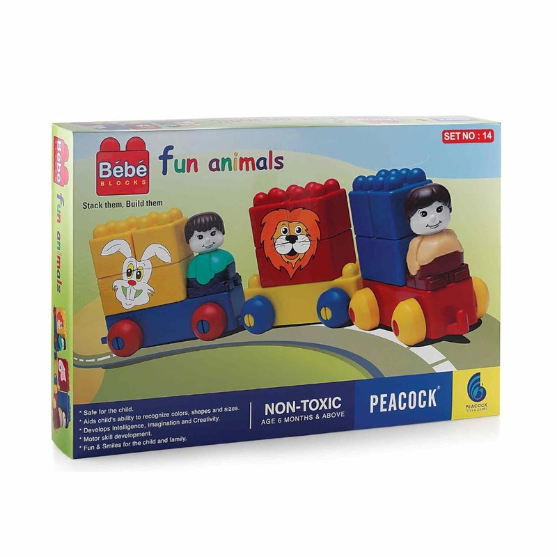 Peacock Fun Animals Bebe Blocks Set (17 Pieces)