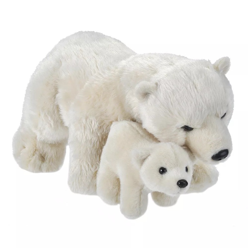 Wild Republic Mom & Baby Polar Bear Stuffed Animal – 12 Inches