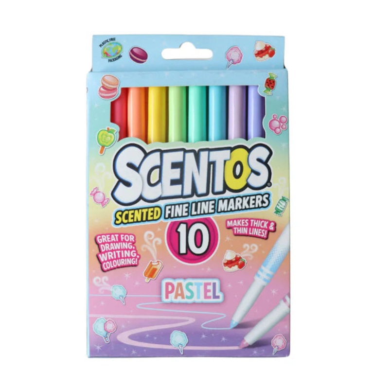 Scentos Scented Pastel Color Fine Line Markers (Pack of 10)