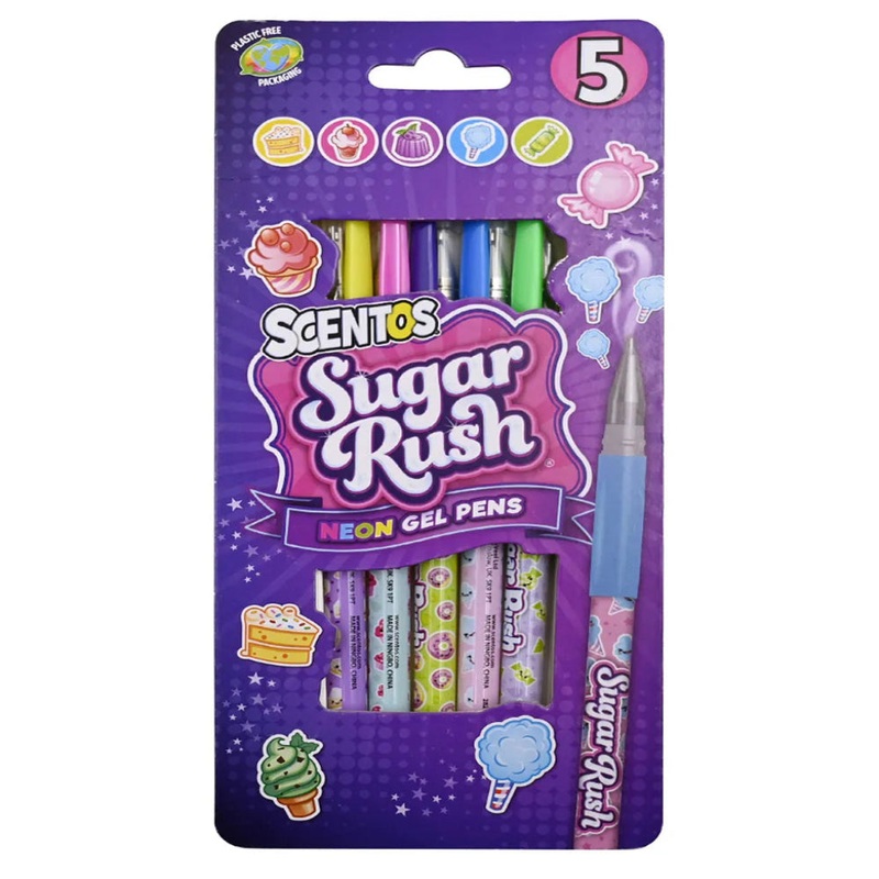 Scentos Sugar Rush Scented Neon Gel Pens – Pack of 5
