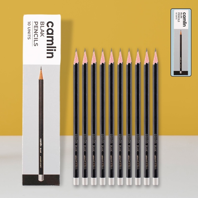 Camlin Black Pencils  Pack of 10 Smooth Writing Graphite Pencils