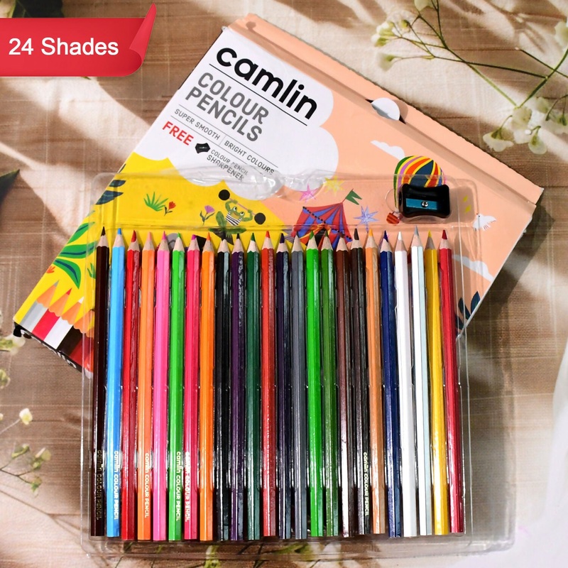 Camlin Colour Pencils  24 Shades Pack with Free Sharpener