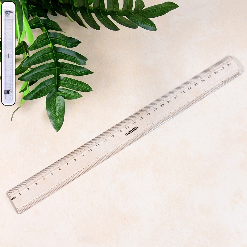 Camlin Transparent Scale 30cm  Durable Plastic Ruler for Accurate Measurements