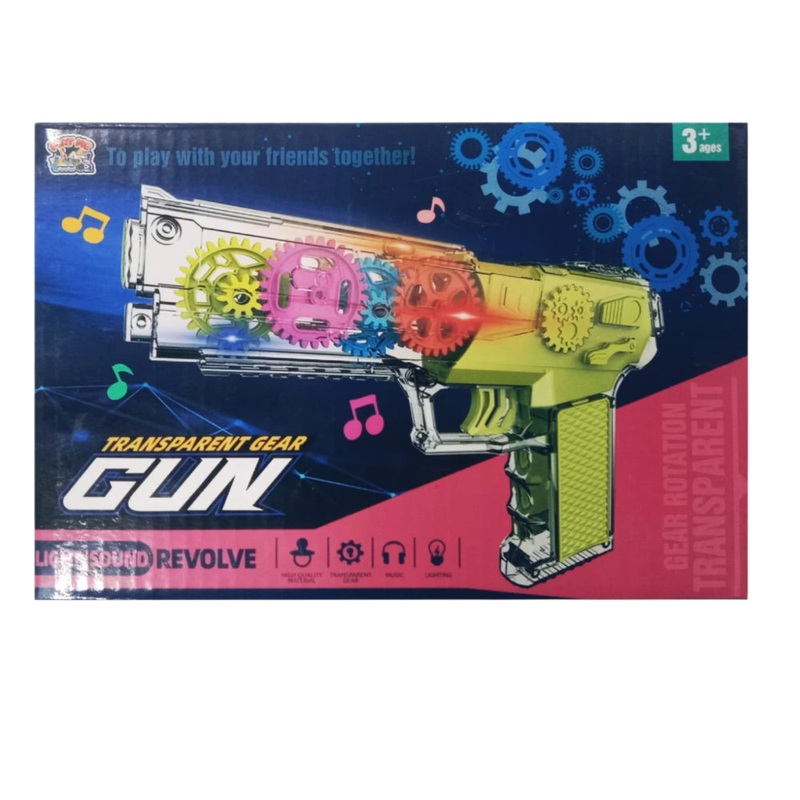 Joy Junction Transparent Gear Gun Toy – Multicolor