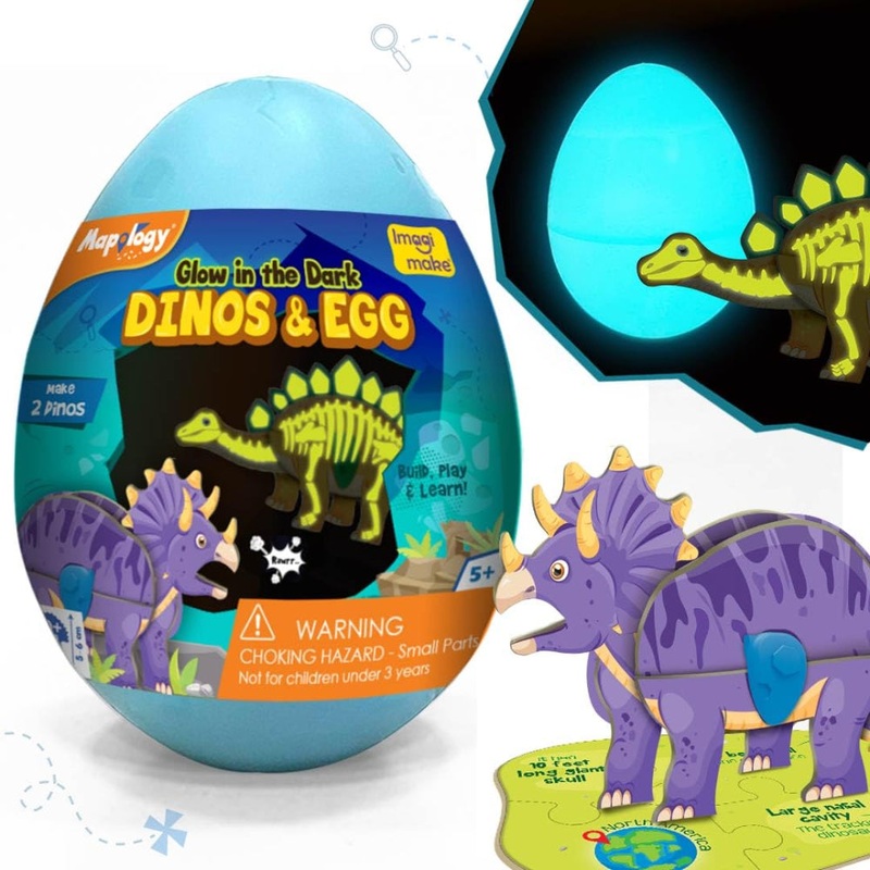 Imagimake Mapology Glow in The Dark Dinosaur Figure Set & Egg