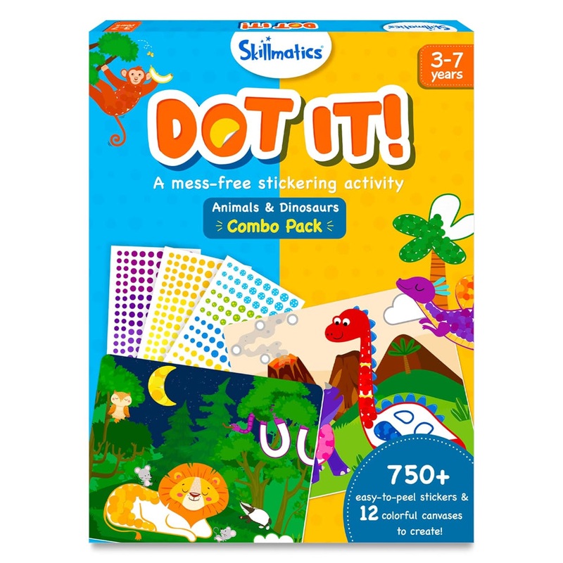 Skillmatics Dot It Sticker Art Activity – Animals & Dinosaurs Combo