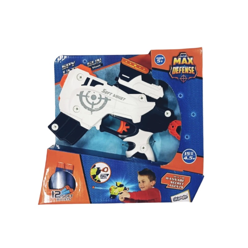 Skoodle Max Defense Spy Ultra Gun Toy with 12 Soft Foam Bullets -White