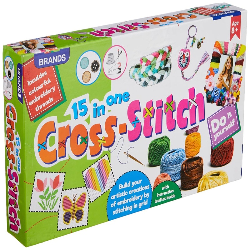 Brands 15 in 1 Cross-Stitch DIY Knitting and Weaving Kit for Kids