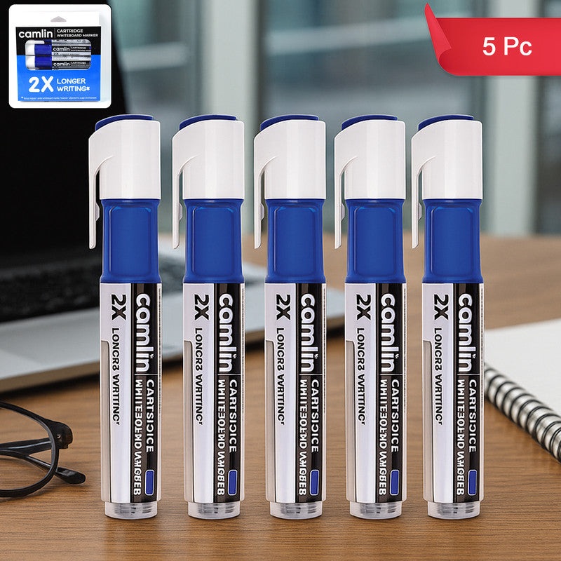 Camlin Cartridge Whiteboard Marker  Blue Color Long-Lasting Writing Refillable Markers (Pack of 5)