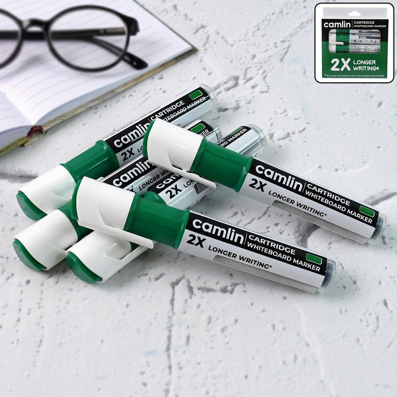 Camlin Cartridge Whiteboard Marker  Green Color Long-Lasting Writing Refillable Markers (Pack of 5)