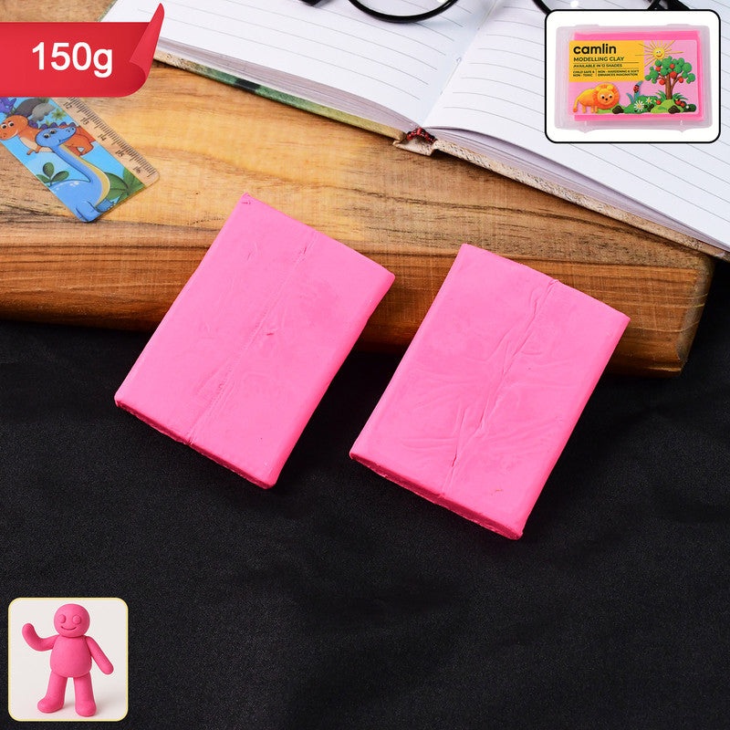 Camlin Modelling Clay  150 gm Pink Color Soft and Reusable Clay for Creative Crafting